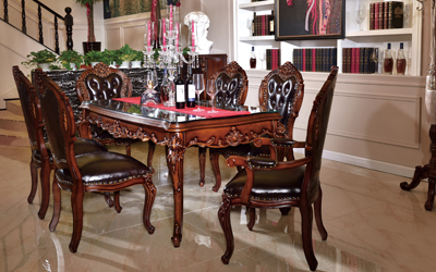 杭州塔琳家具有限公司

原木色—美式奢华实木雕花真皮餐椅+餐桌套装