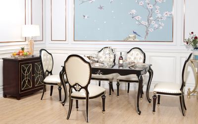 杭州塔琳家具有限公司

黑檀色描金系列—实木真皮餐椅+长餐桌组合